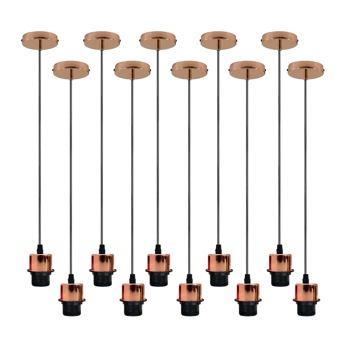 Rose gold ceiling light fitting with 95 cm cables, metal and PVC pendant holders