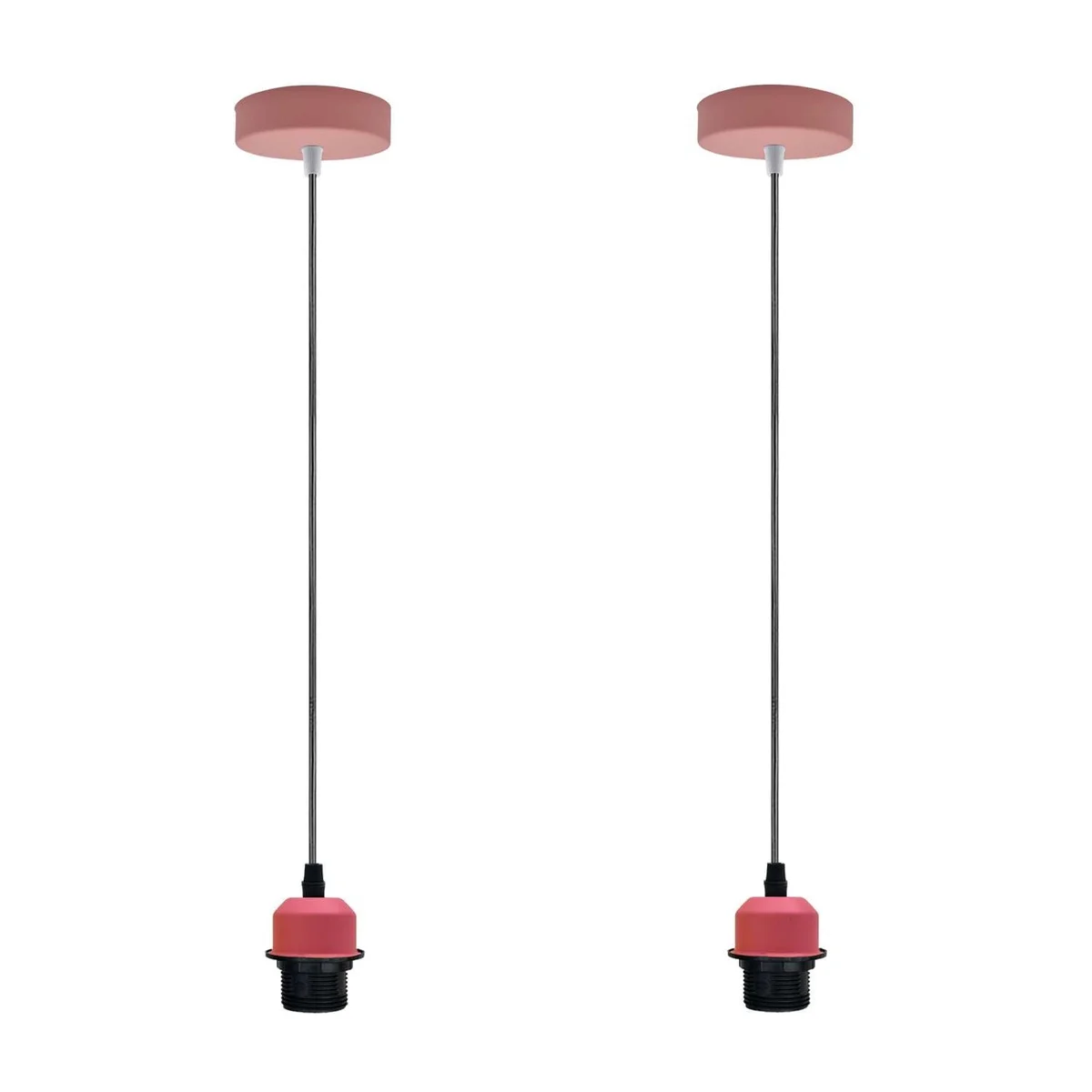 2-pack of pink pendant light with vintage style, metal frame and adjustable 95cm cable, set for indoor ceiling hanging