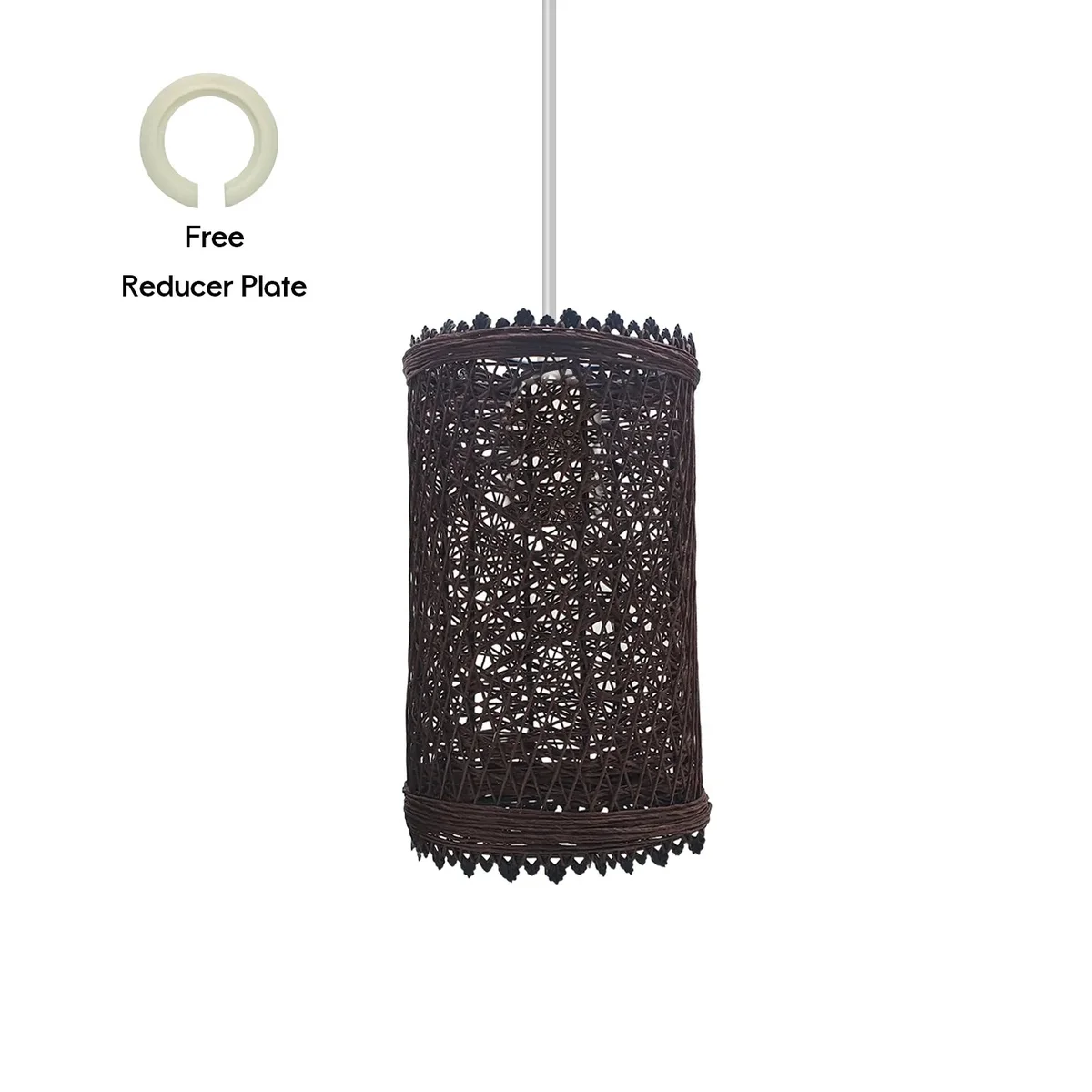 Indoor rattan lighting: woven rattan lamp shade with a 1cm hole barrel cage for E27 bulb, stylish vintage look.