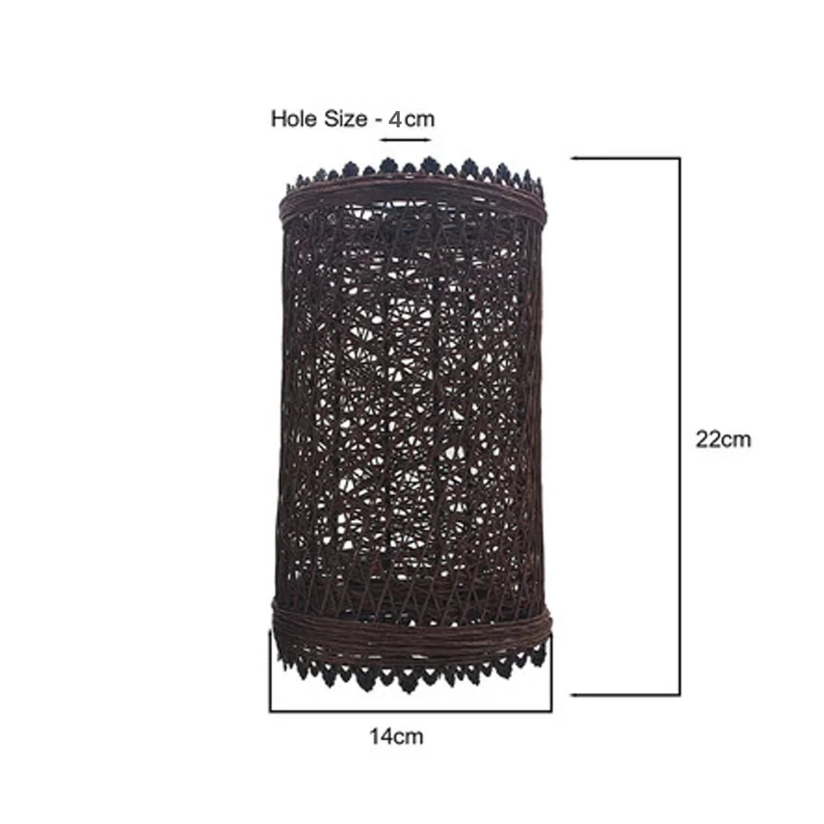 Wooden rattan lamp shade with 1 cm holes, barrel cage design, E27 socket, easy fit lamp shade