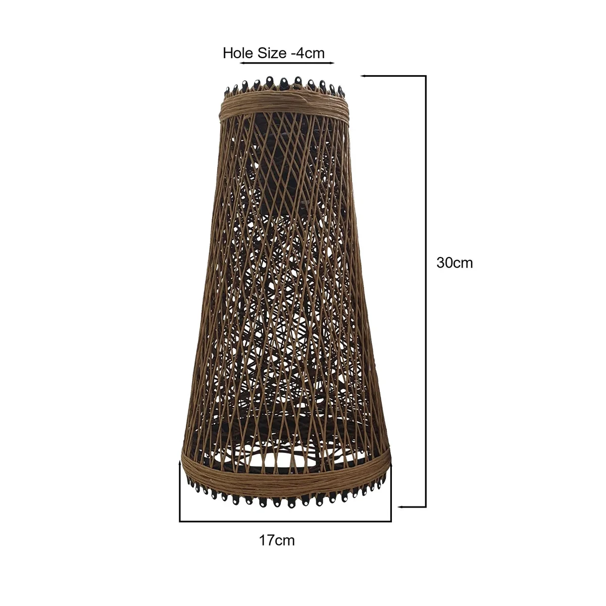 Vintage rattan E27 lamp shade with woven wicker design for table, floor or pendant lights