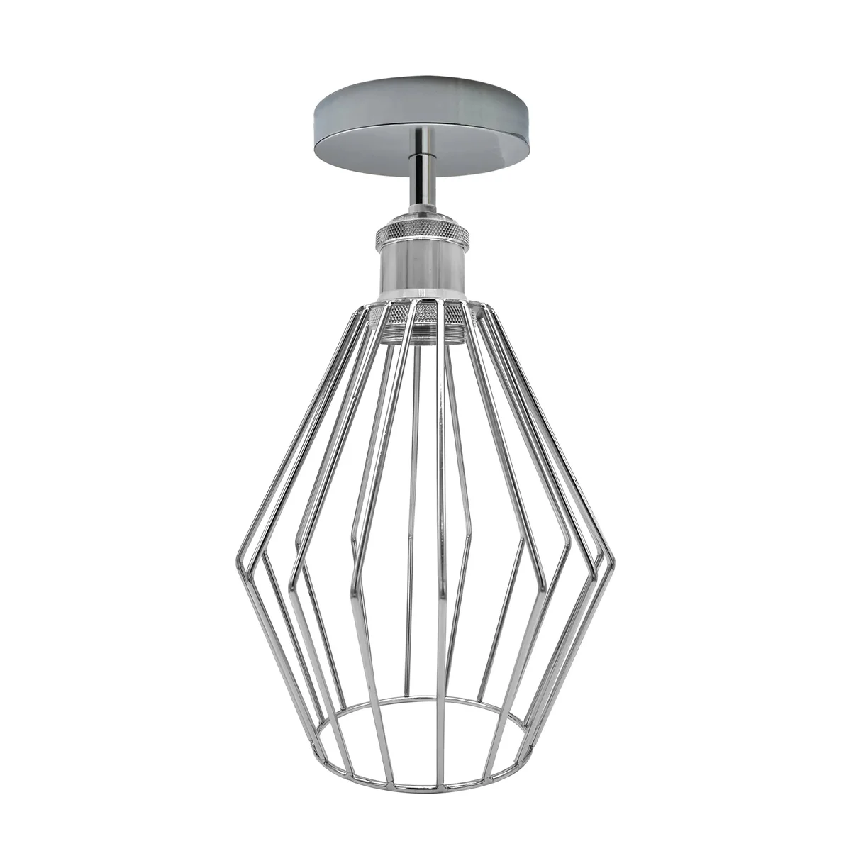 flush mount ceiling light with diamond-shaped metal cage, electroplated finish, vintage style