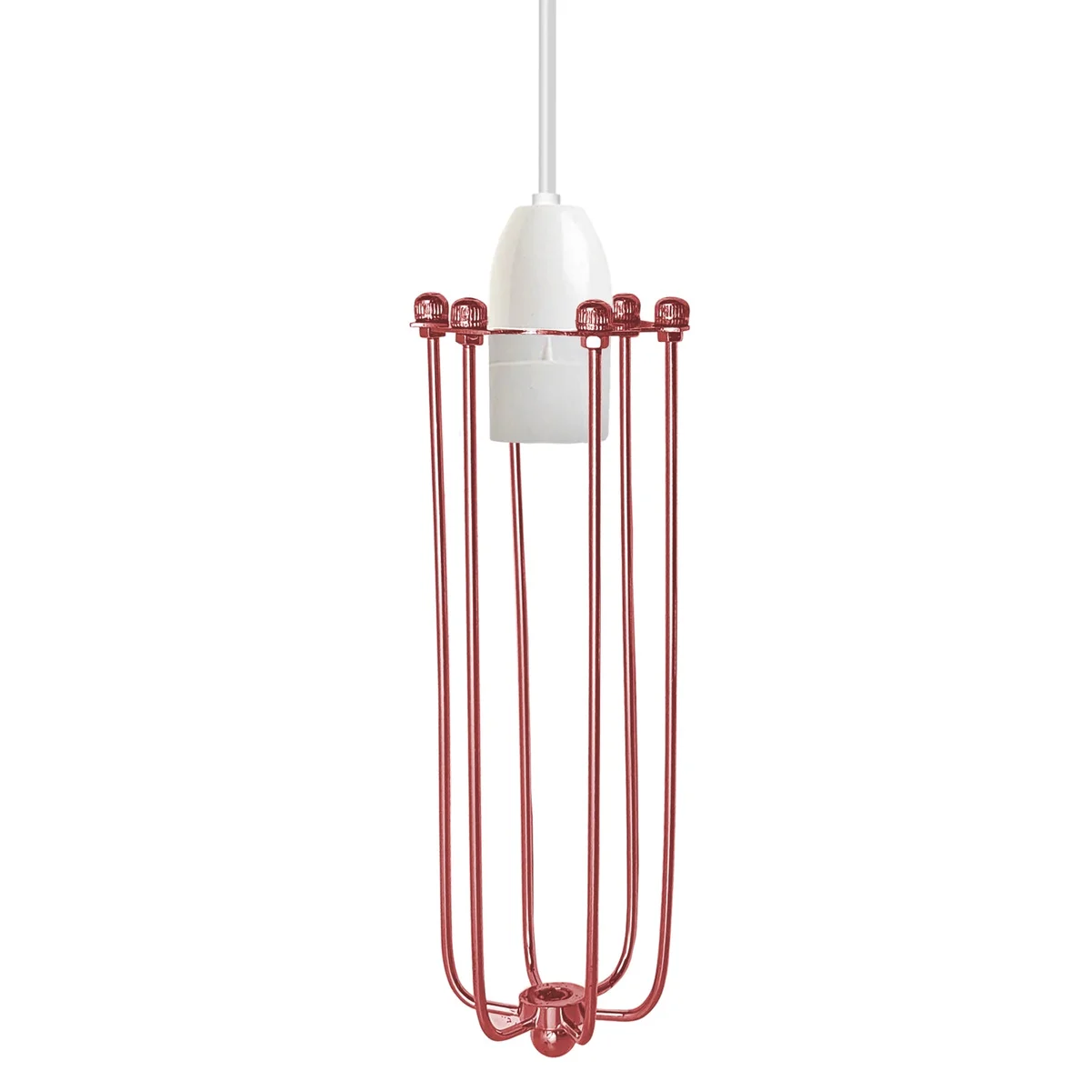 Rose gold long wire cage shade with reducer plate, decorative bulb guard for lamp or pendant.