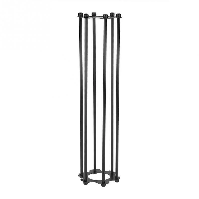 Black metal wire cage shade hanging from ceiling, industrial vintage design