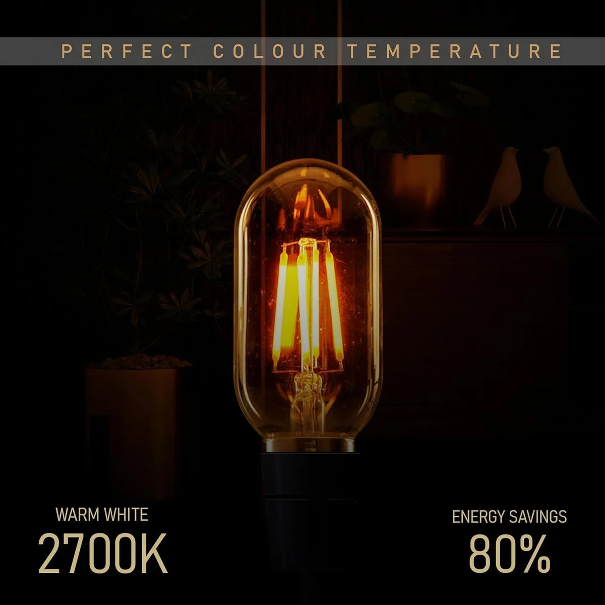 Ten vintage‑style T45 LED bulbs in a pack, 4W, warm white, energy saving bulbs.