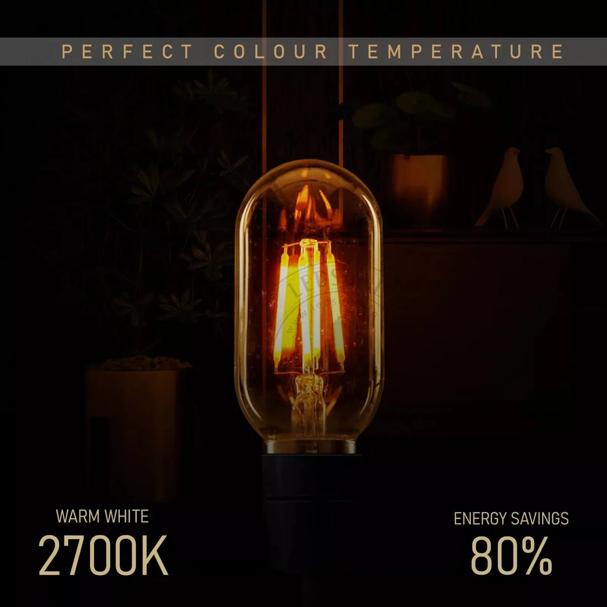 Six vintage T45 dimmable LED light bulbs, amber glass with screw E27 base, bright warm white illumination