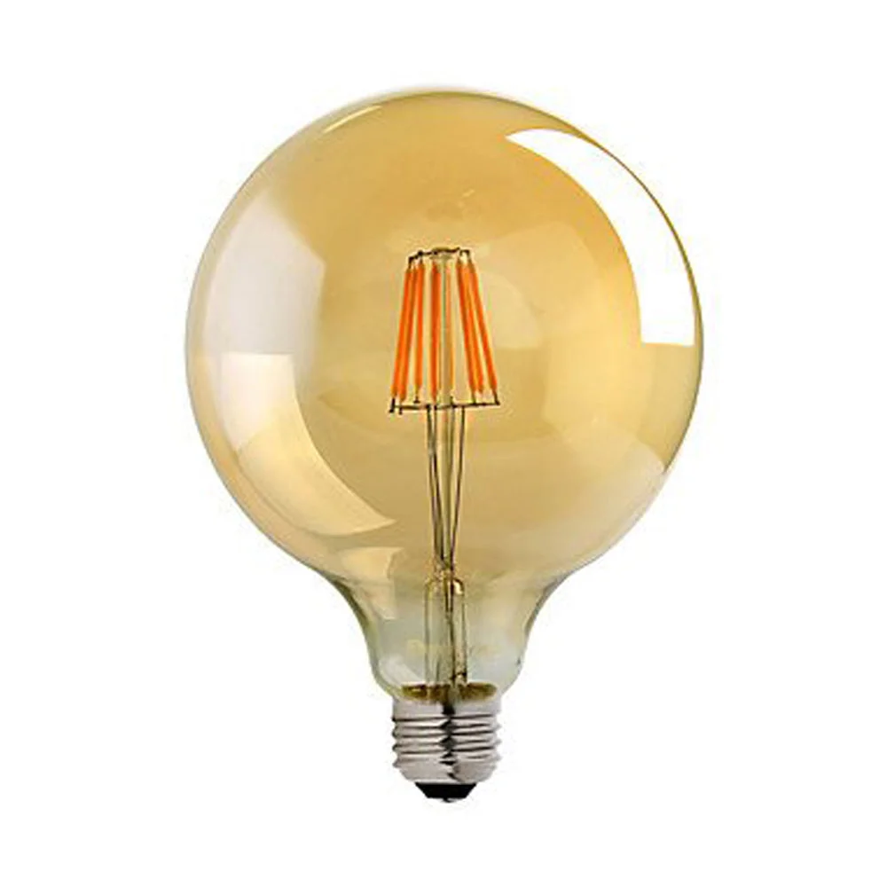 Set of ten vintage style globe LED bulbs, 8W, in a clear glass package, ready for E27 sockets