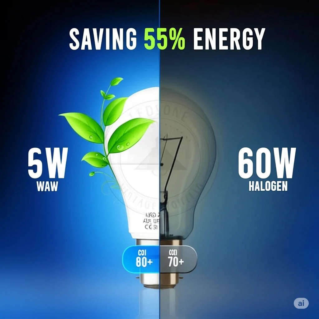 5W LED B22 bulb with frosted glass, cool white light, thermal plastic body, 270° beam angle, displayed upright.