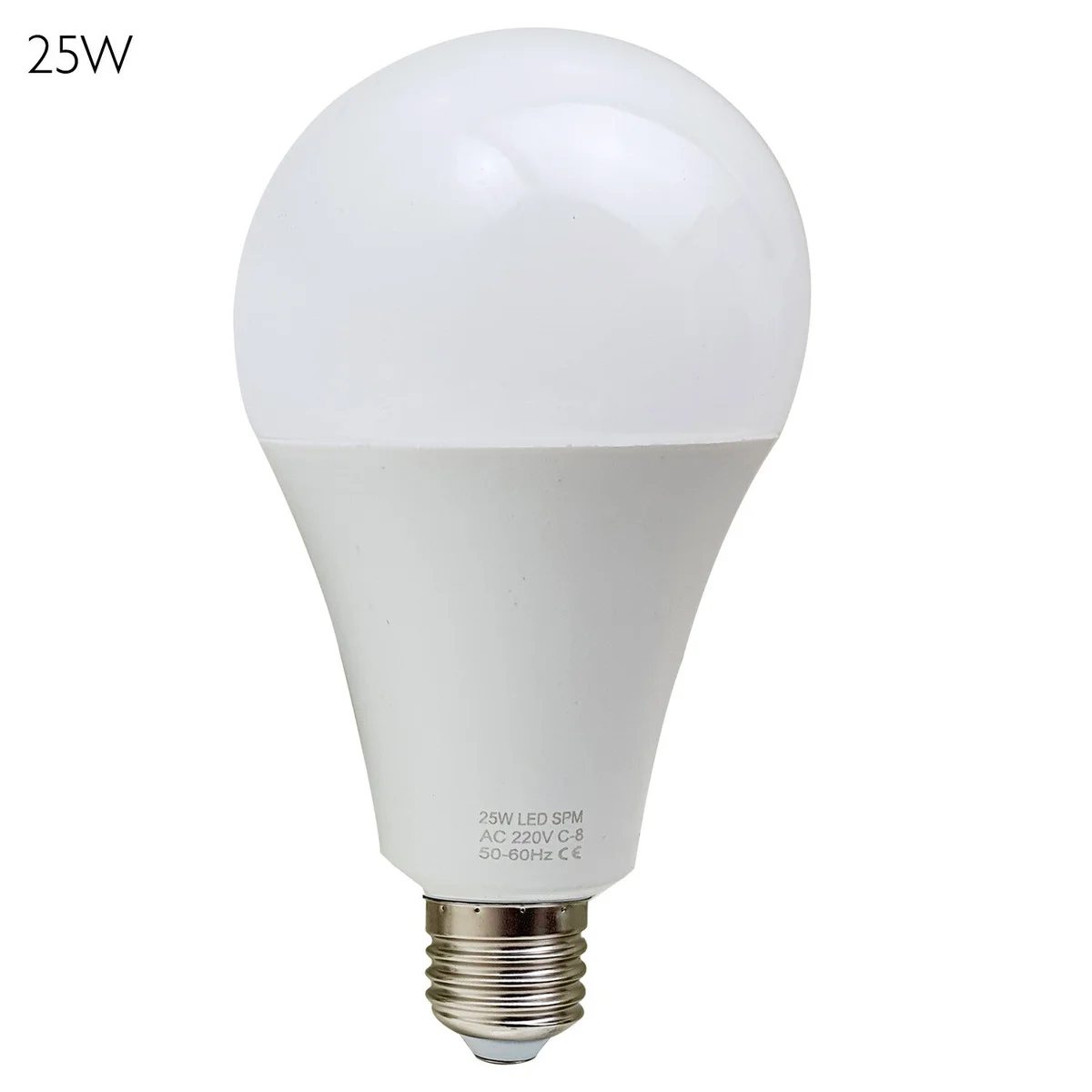 25W LED bulb E27 in a round A60 globe, cool white light