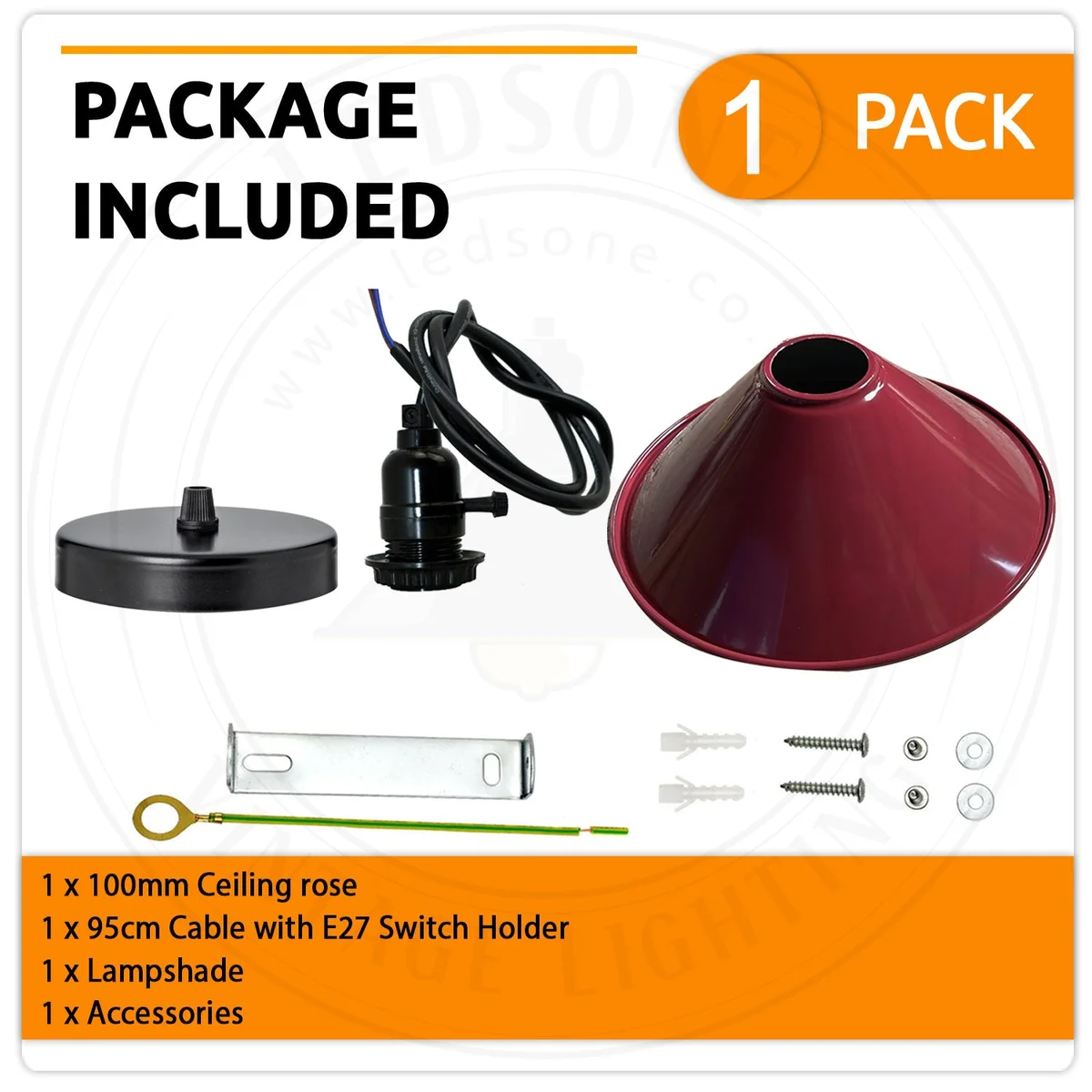 Vintage pendant light with metal frame and navy blue shade, hanging from a ceiling plate, 3 E27 holders, PVC cable visible