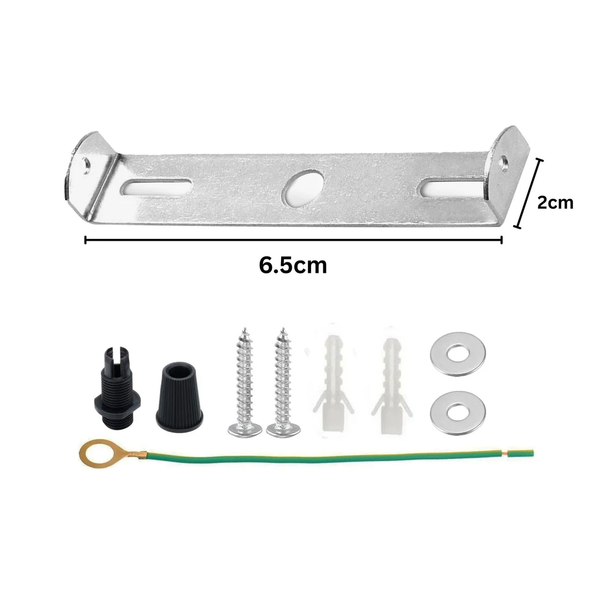 65mm metal bracket with plating and rivets, labelled as ceiling load support, suitable for hanging chandeliers, 5kg capacity