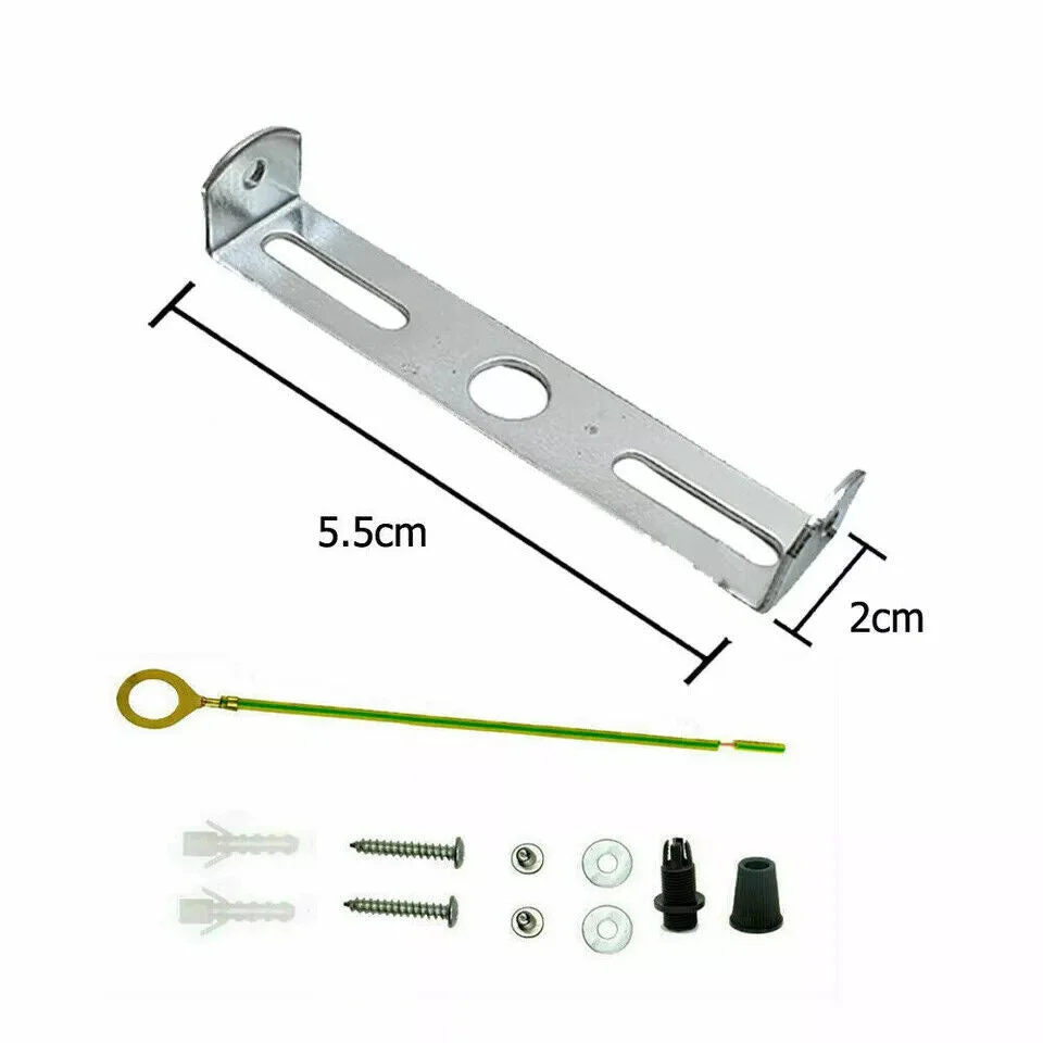 55mm metal ceiling bracket with riveted construction and earth tag, suitable for hanging light fittings up to 5kg