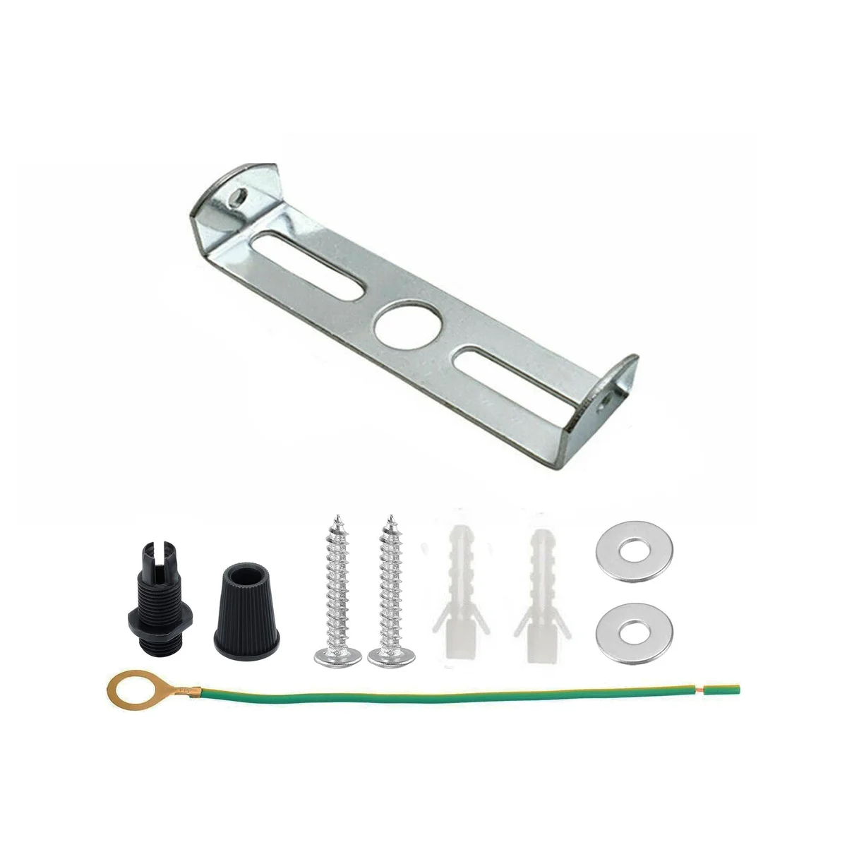 Metal 55mm ceiling bracket with riveted construction and earth tag, ready to hang chandeliers