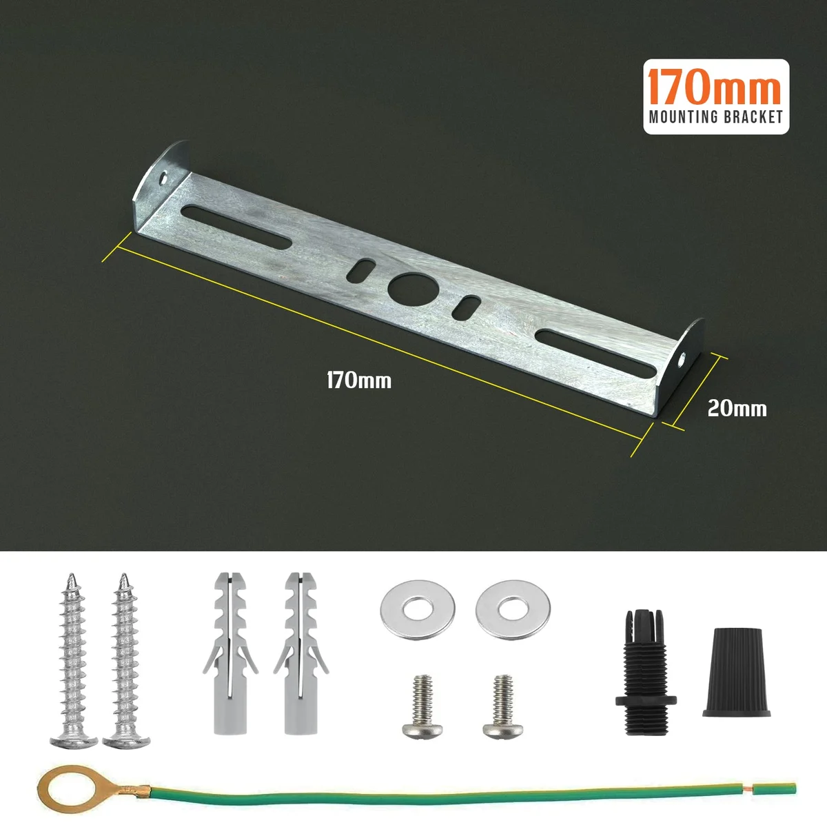 170mm metal ceiling rose bracket with riveted construction and earth tag, ready for chandelier mounting