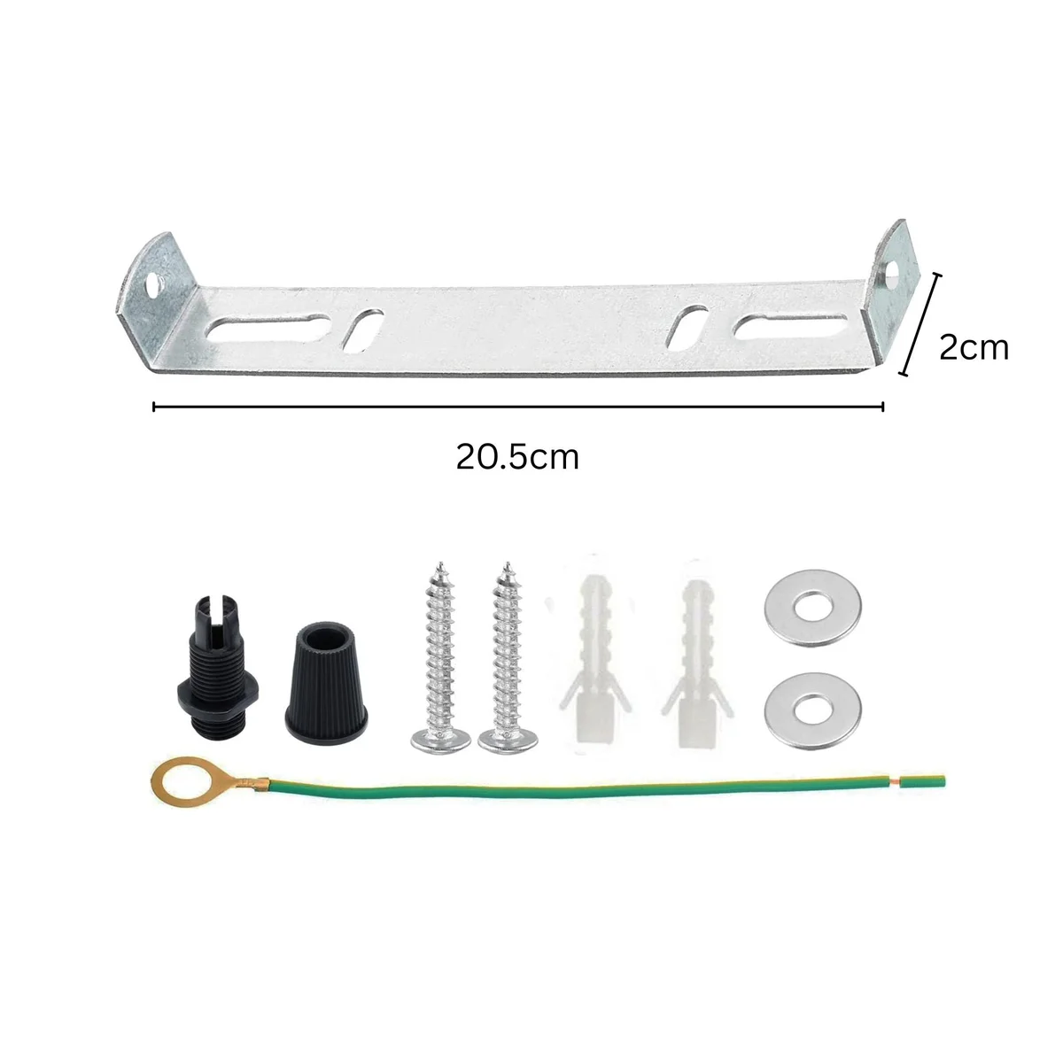 205mm metal and plated ceiling plate bracket with riveted construction, ready for chandelier mounting.