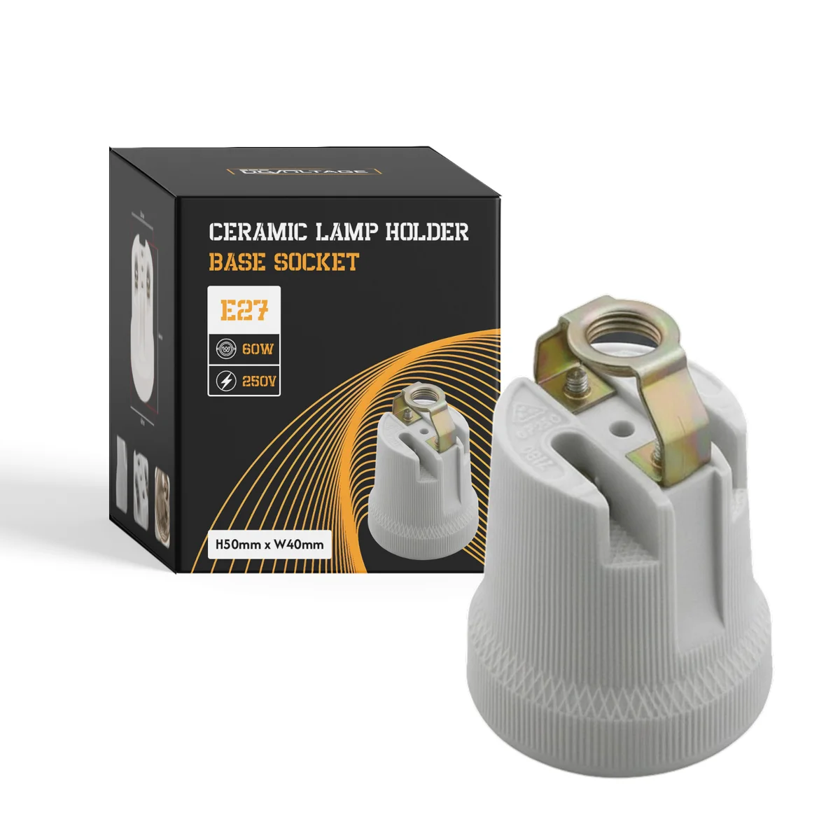 Heat resistant bulb holder: vintage metal and porcelain E27 socket with screw base.