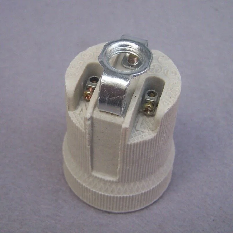 Vintage lamp holder with metal base and porcelain ceramic heat‑resistant E27 socket, black finish