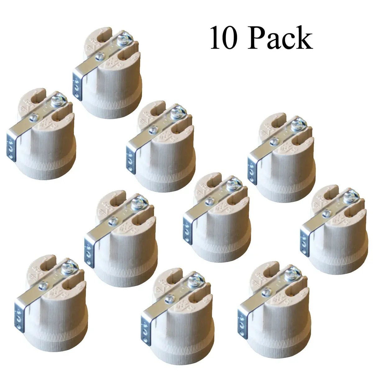 White ceramic heat resistant lamp holder screw base for E27 60W bulbs, metal and porcelain construction