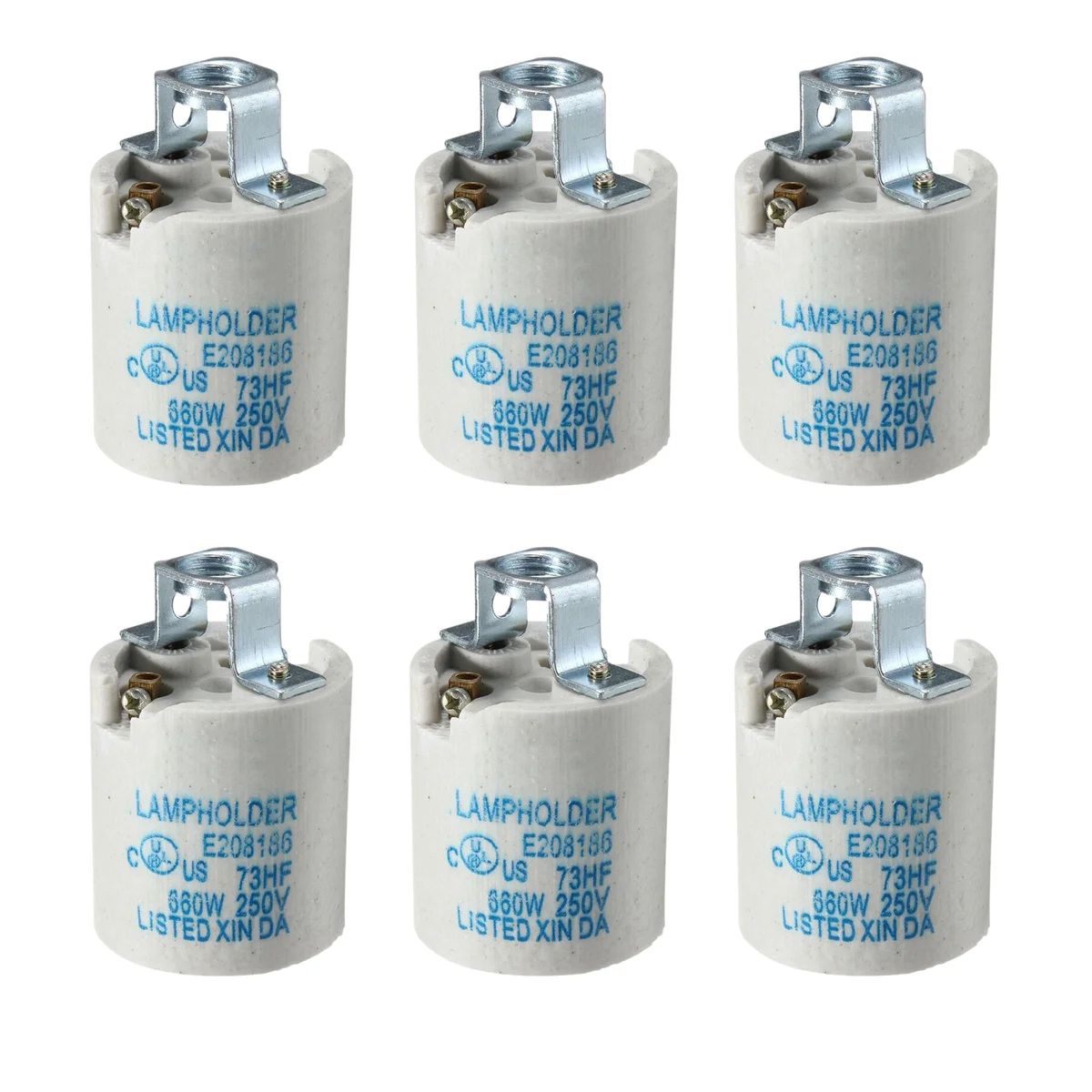 White ceramic E27 lamp holder with vintage style screw terminal design.