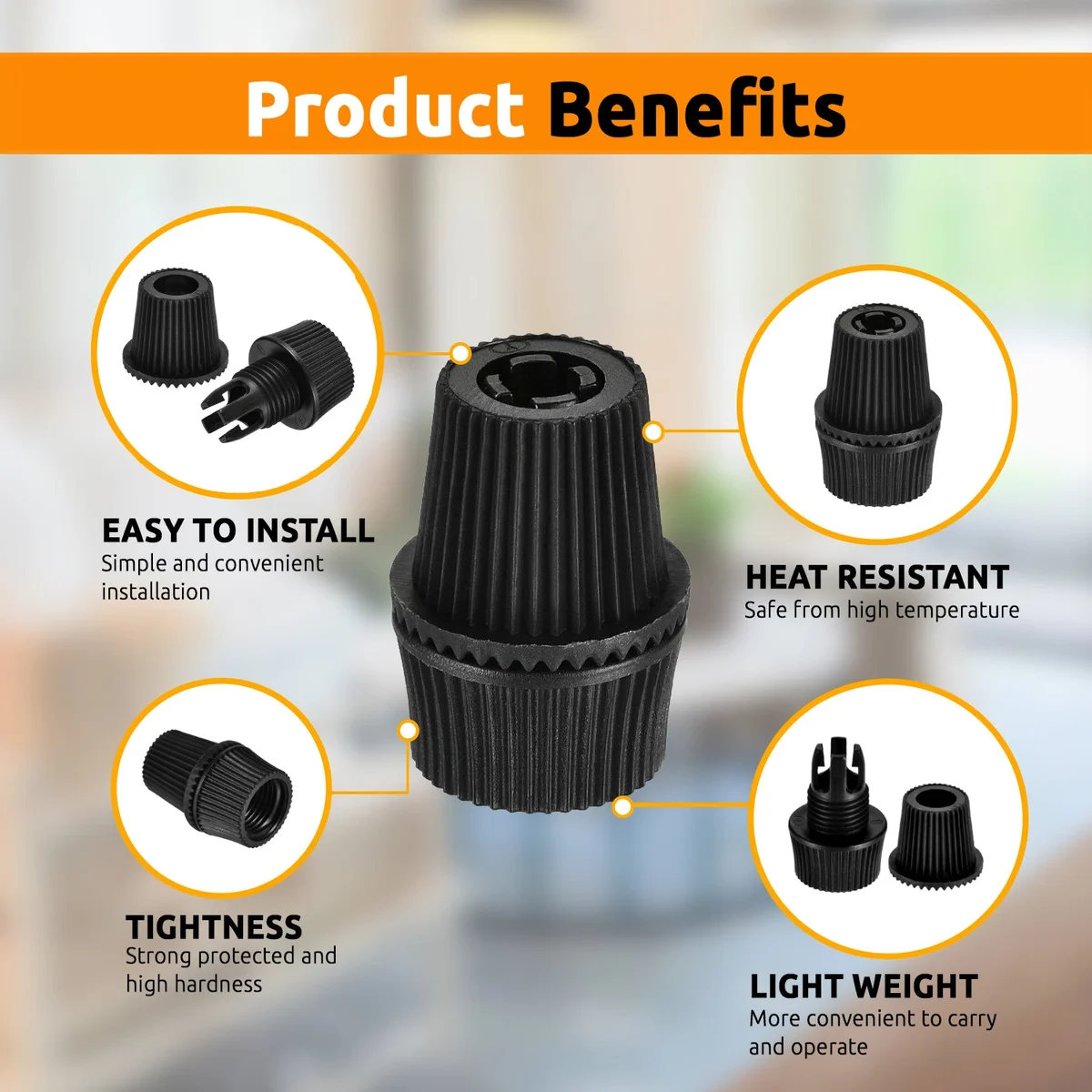 M10 plastic cord grip for pendant lighting, a UK electrical safety grip with hand‑tightening and M10 female thread