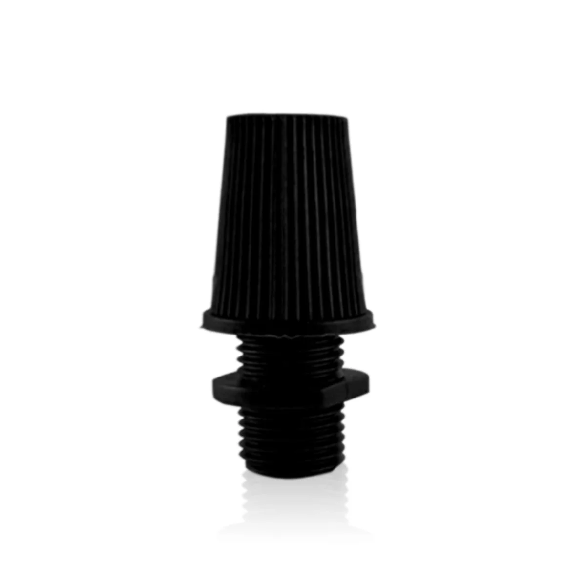 Heat‑resistant plastic M10 male thread cord grip, 28.5 mm high, 10 mm cable entry, industrial design for pendant fixtures.