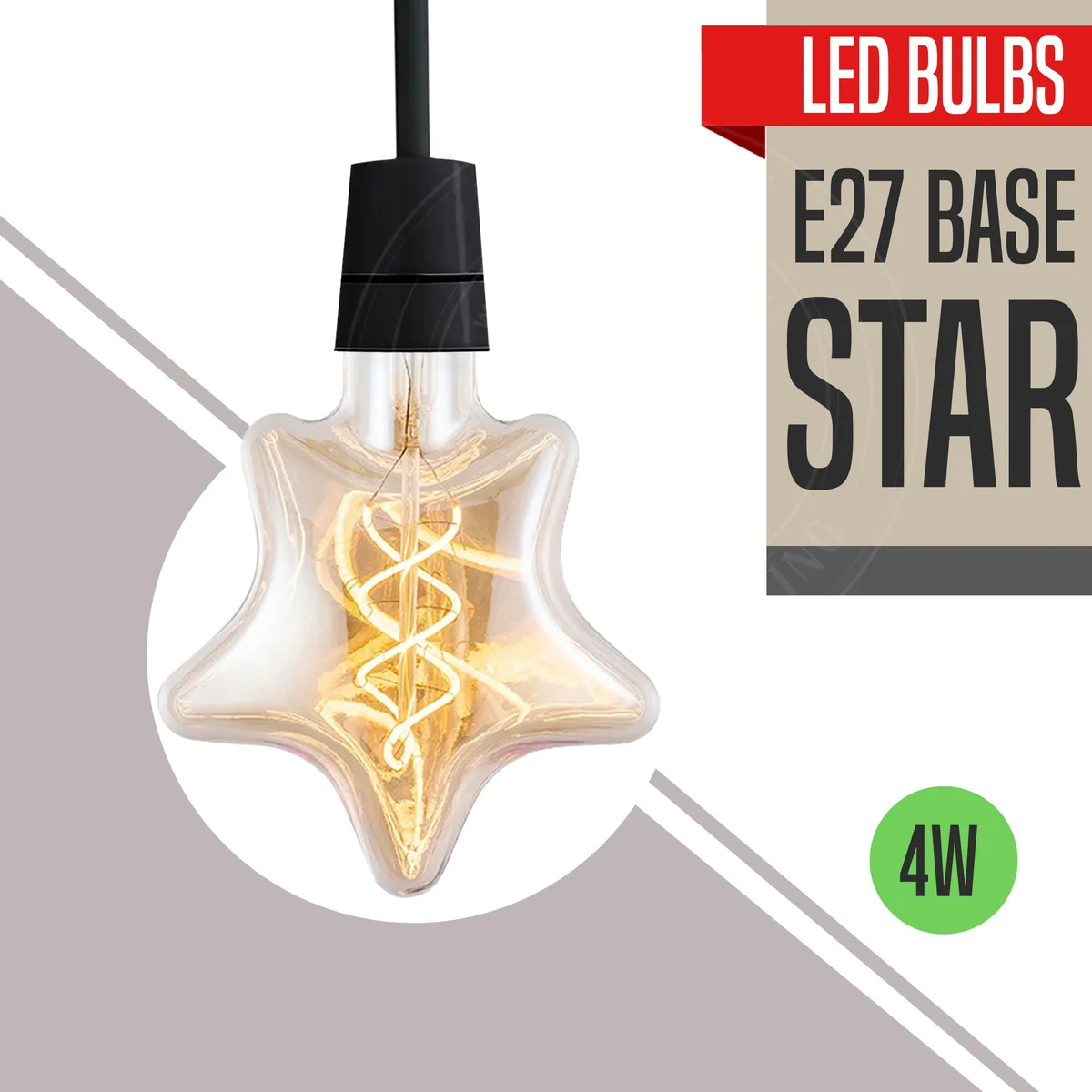 Retro Edison style 4W LED bulb with soft amber luster, glass body and metal screw cap