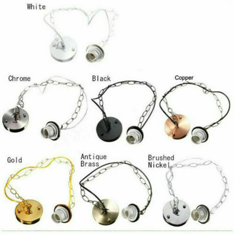 Decorative ceiling light holder in brushed copper, metal base, PVC wire, 85 cm chain, bulb optional