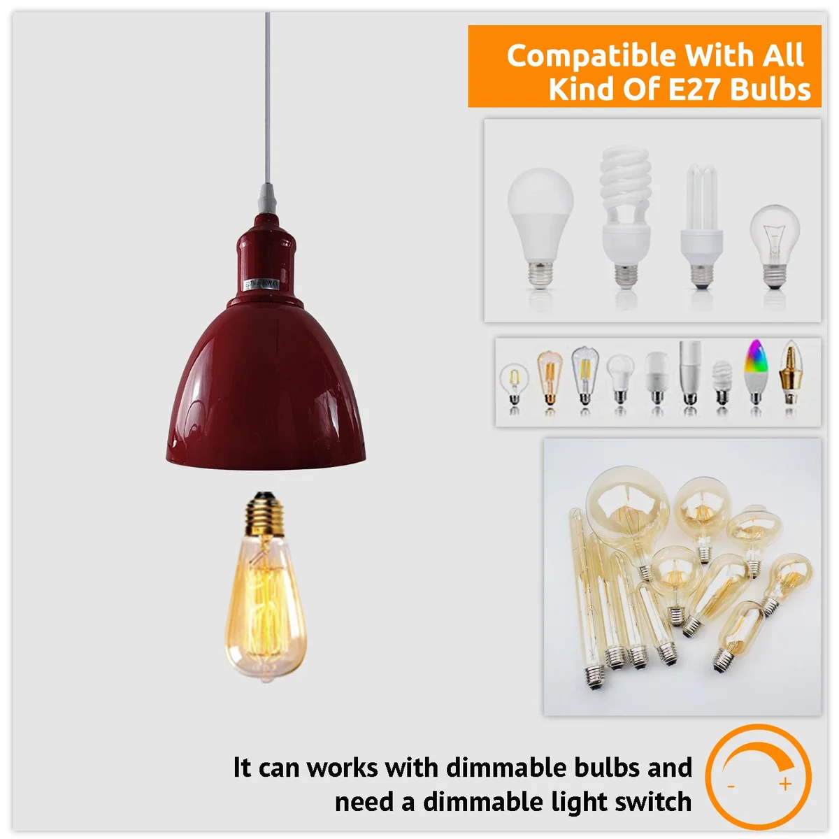 Adjustable cable pendant lamp with metal frame and PVC shade, vintage style, 15cm by 11.5cm, hanging from ceiling