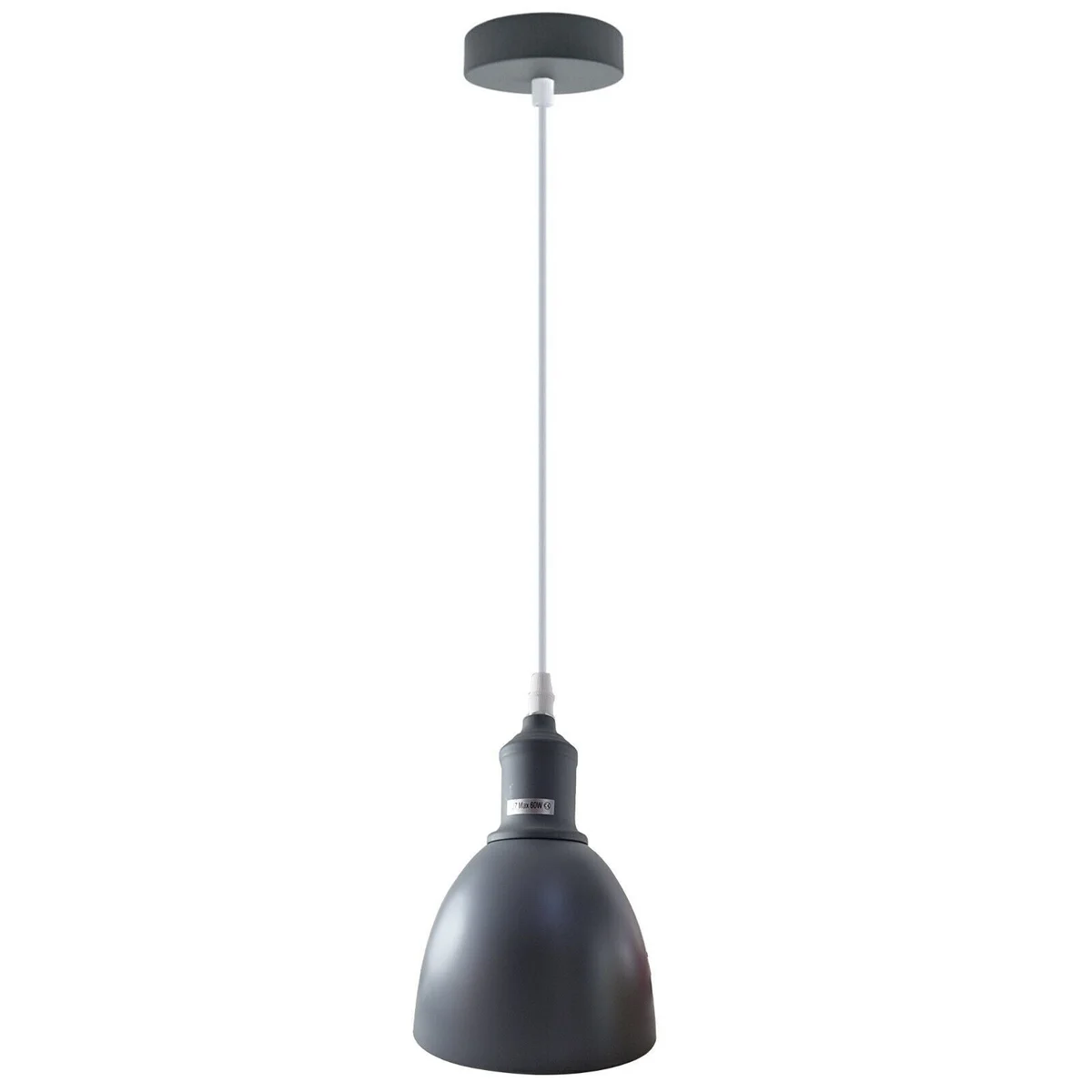 A retro-style metal and PVC pendant lamp with a 15cm wide shade, hanging by a 95cm cable, showcasing vintage pendant lighting