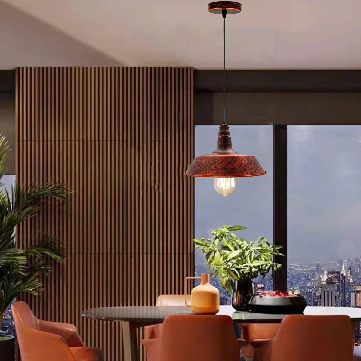 vintage pendant ceiling light in brushed silver, metal slotted shade hanging from ceiling with 95cm cable