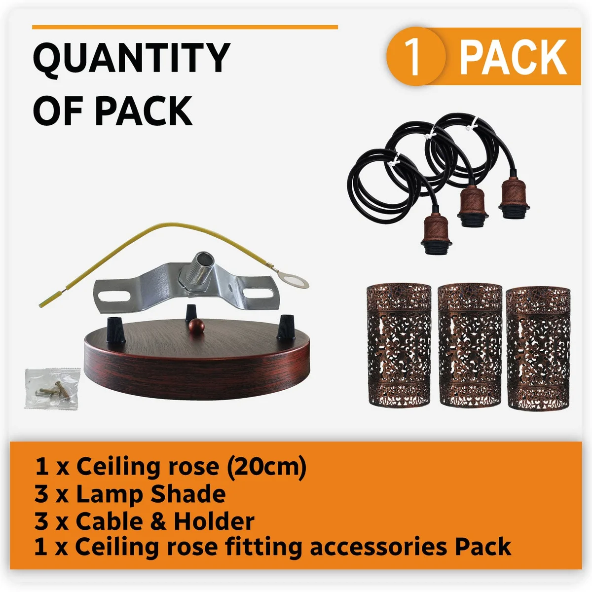 3 head pendant light with metal barrel cages, rustic red finish, adjustable 95cm cables, contemporary vintage style