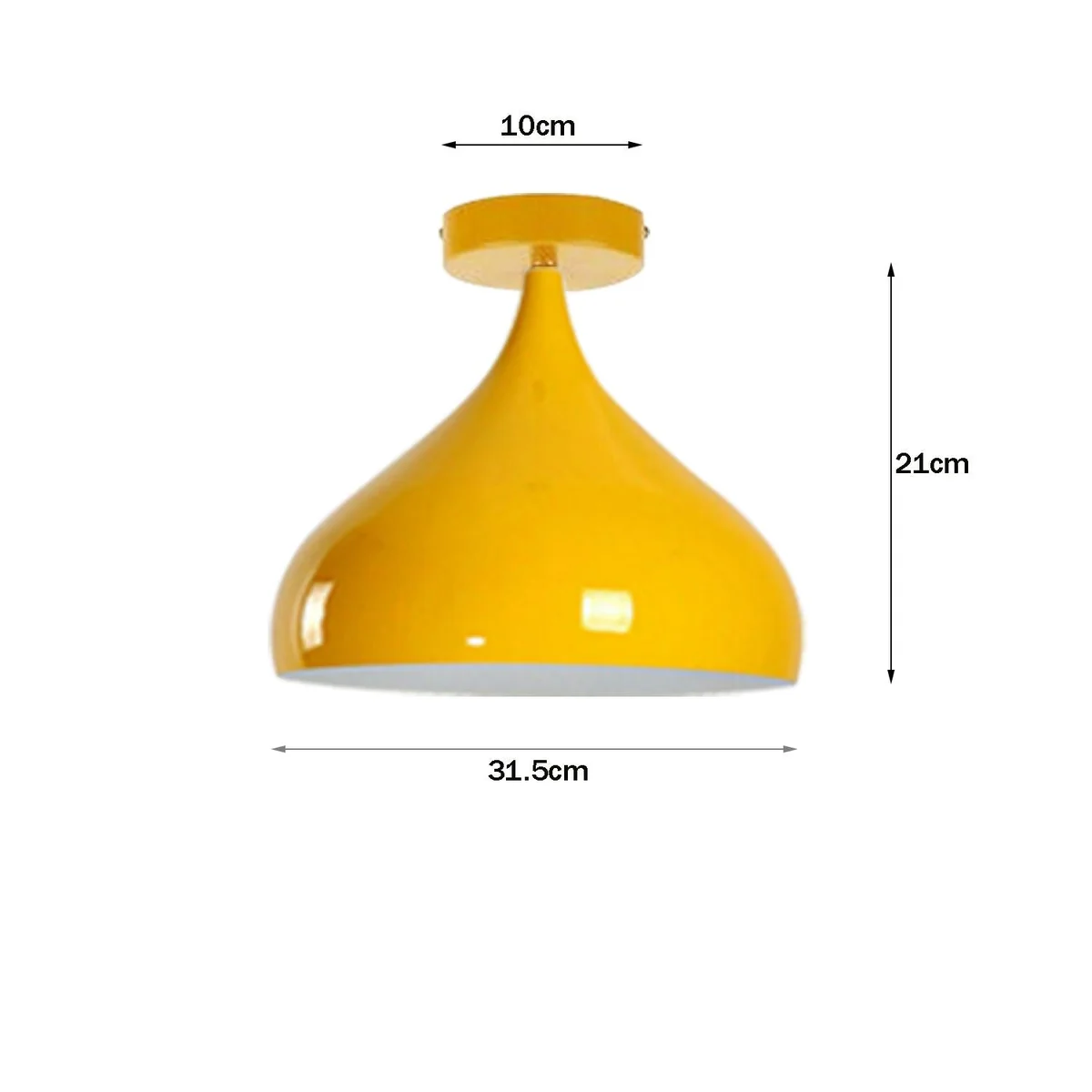 Yellow metal cage ceiling lamp with a 31.5 cm shade, cord ceiling light fitting, and a 10 cm metal base plate.