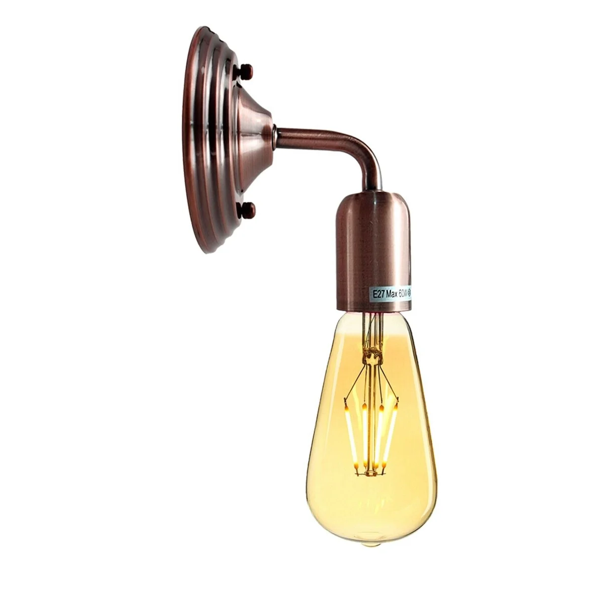 Copper vintage wall sconce mounted on wall, featuring rustic metal finish and compact 20 cm height with 14 cm backplate