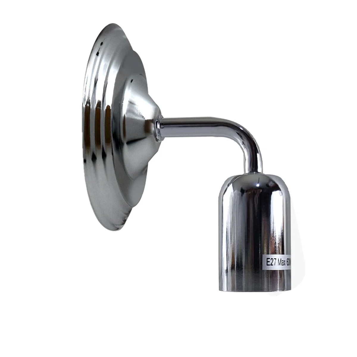 Vintage chrome indoor wall lamp featuring polished metal sconce with arm, ready to be installed on a wall
