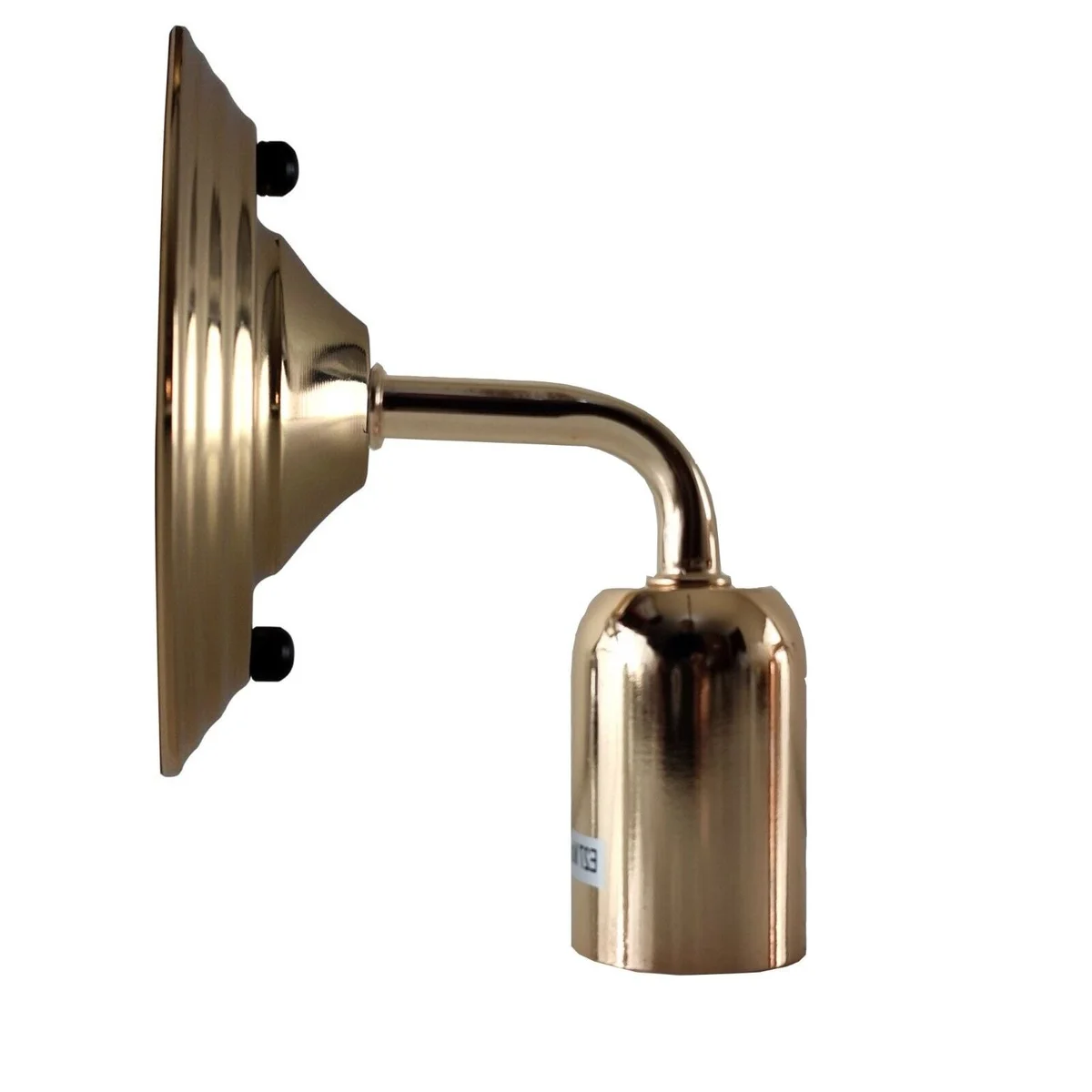 French gold vintage wall sconce designed as an E27 bulb wall light with metal arm.