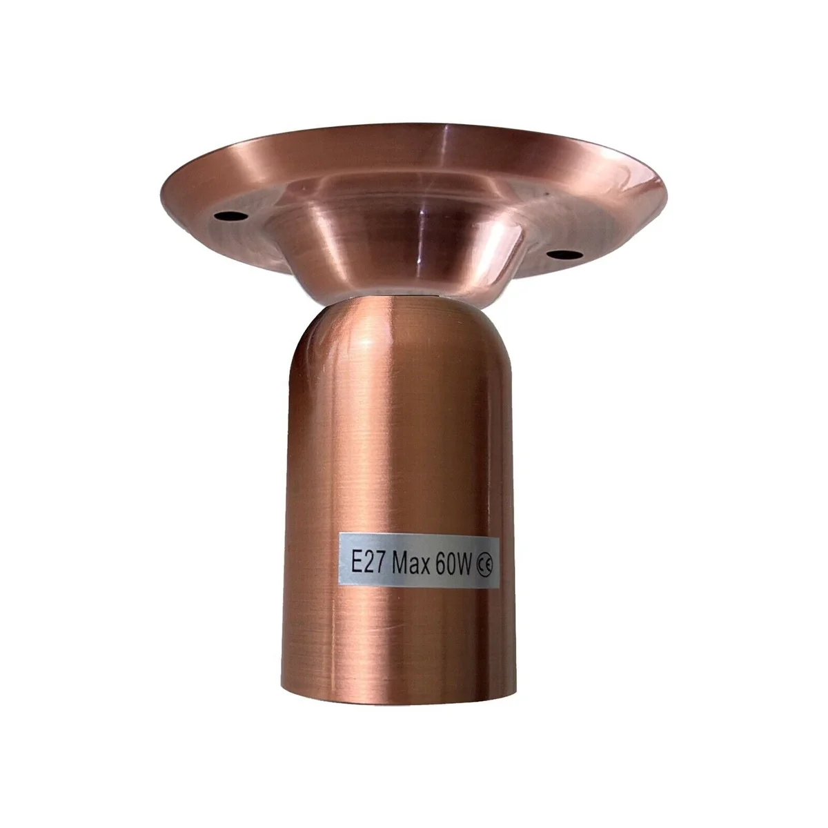 Copper finished semi‑flush mount vintage ceiling light with E27 holder, sleek metal base, warm atmosphere.