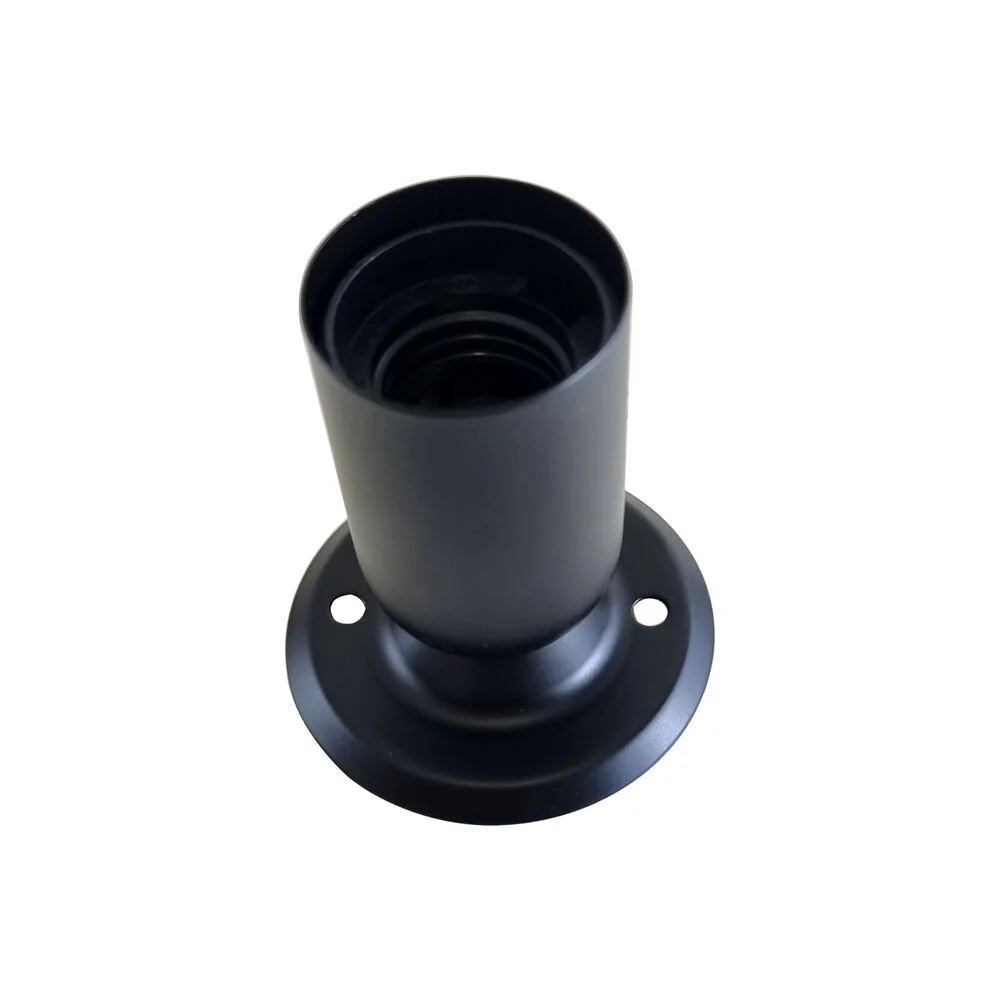 Matt black metal ceiling light base with dimmable vintage light design, E27 socket, semi‑flush mount