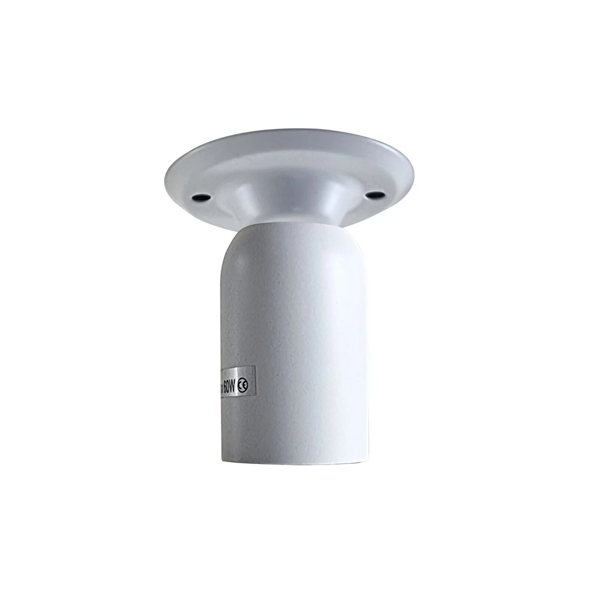 White industrial ceiling lamp with metal E27 base, vintage retro design, includes one light holder, semi-flush mount.