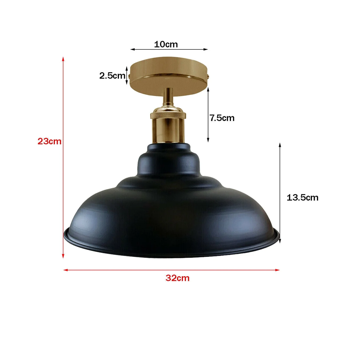 Black industrial metal dome pendant light with E27 base, matte finish, hanging from ceiling – perfect dining room pendant light