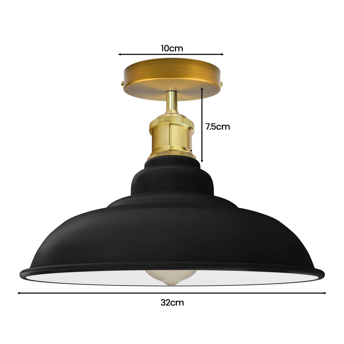 E27 ceiling light with orange metallic retro flush mount finish and glossy shade.