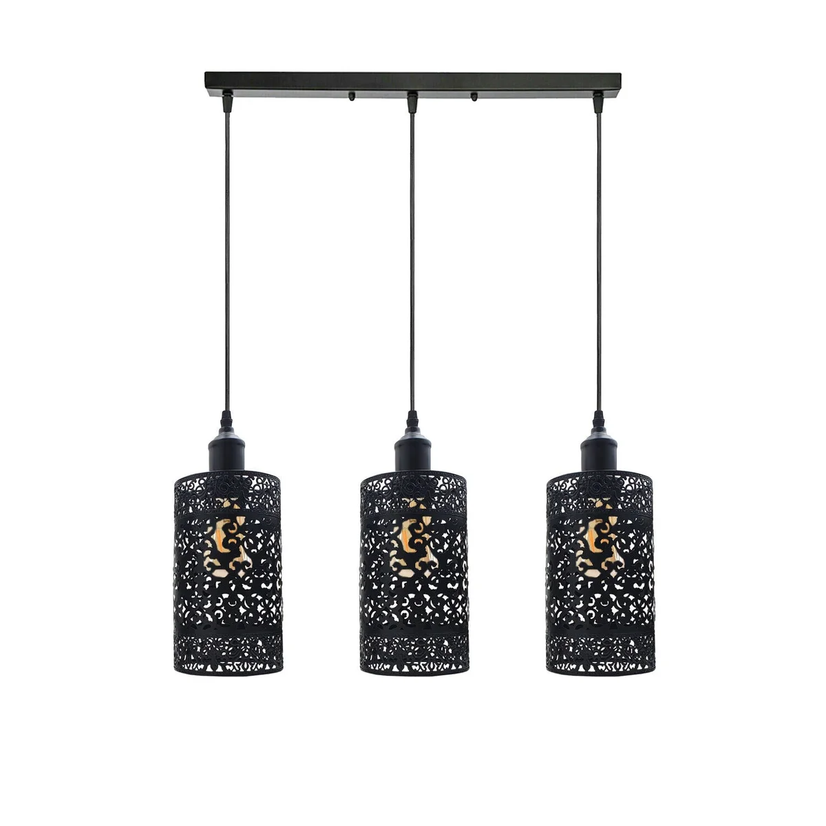 Brushed silver retro pendant ceiling light hanging from a metal cage shade with 95cm cable.