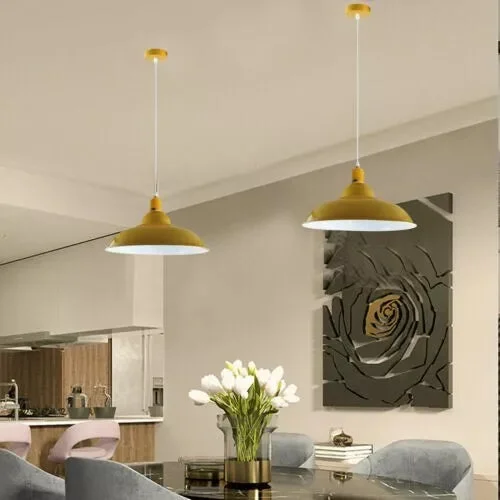 Yellow modern ceiling light with metal and PVC pendant, hang from ceiling, E27 socket, 95cm cable