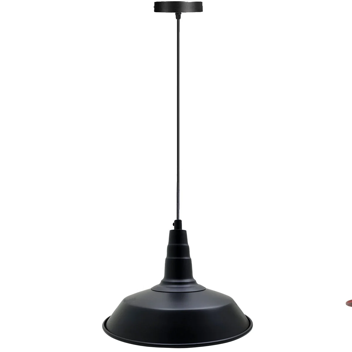 Black aluminium vintage metal pendant light with 10 cm shade and adjustable 3‑core black wire, ideal for industrial décor.