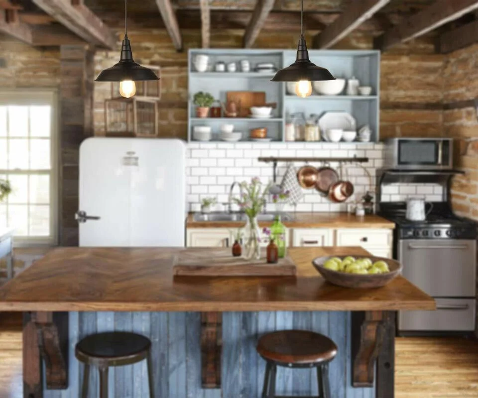 Black aluminium vintage metal pendant light, 10cm diameter shade, 2cm height, adjustable 3‑core black wire support.