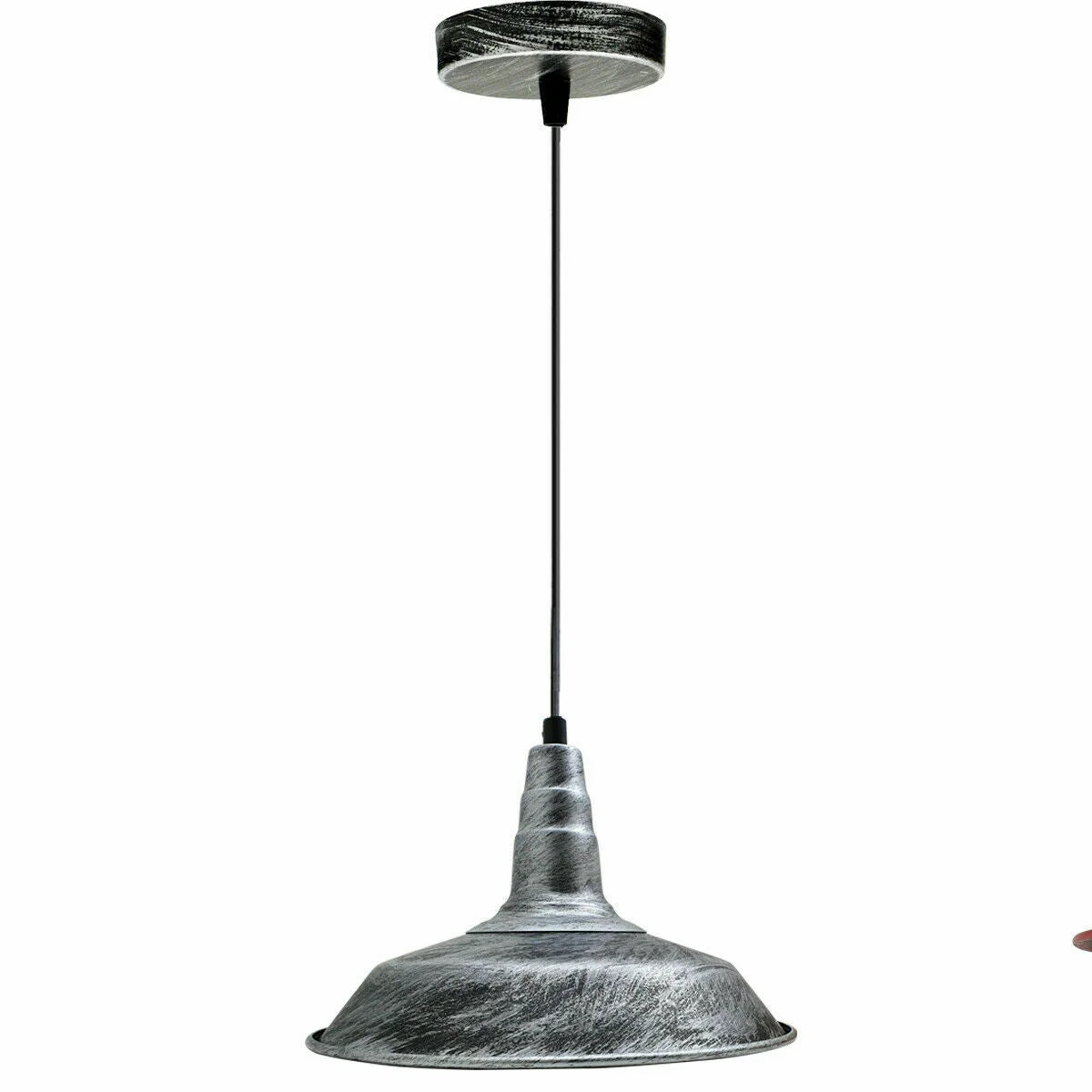 Vintage brushed silver metal ceiling light shade with metal dome shade, 10 cm diameter and 2 cm height.