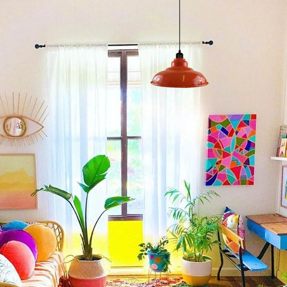 Metal pendant light with painted finish, angled base and white hood, 10cm shade, 95cm cable – a modern kitchen pendant