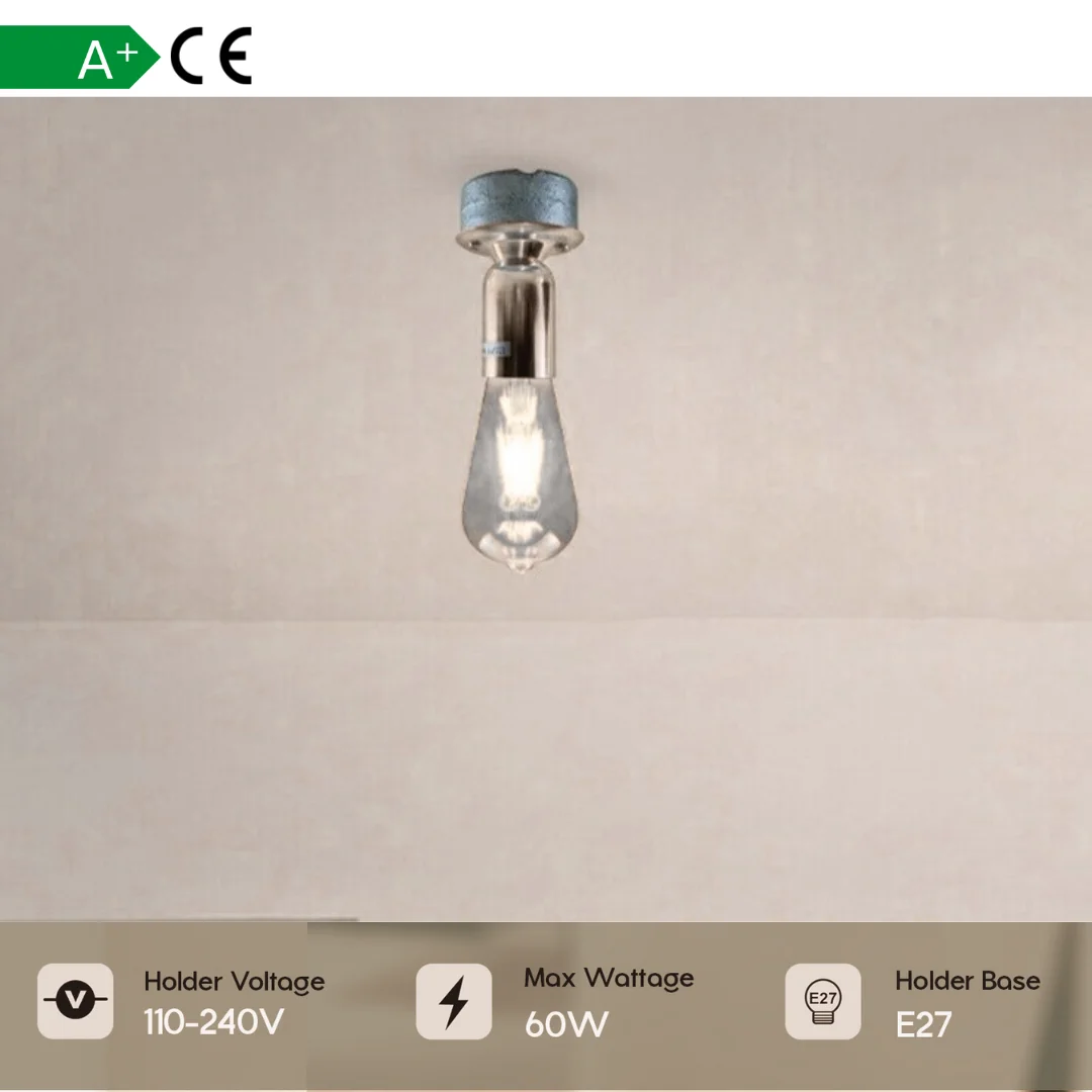 Metal flush mount light with rose‑gold finish, 6.7 cm diameter, galvanized metal body, vintage industrial style.