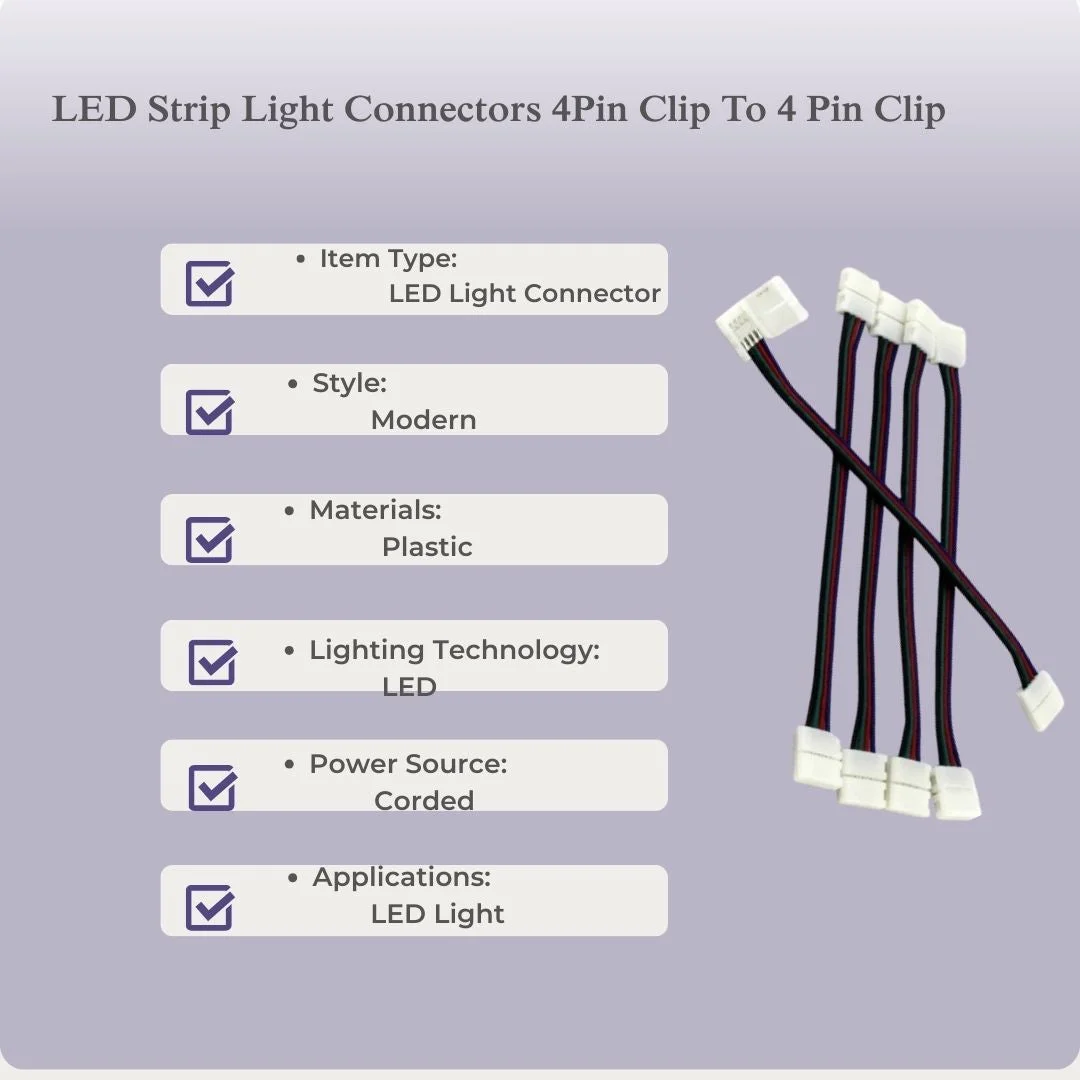 Modern plastic LED strip clip connector with sharp pins for secure LED strip connection