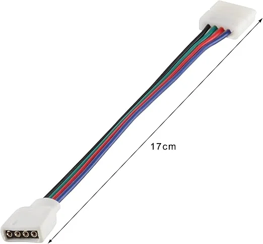LED light strip connector – modern plastic clip with sharp pins and double‑colored wires, ready for secure LED strip attachment