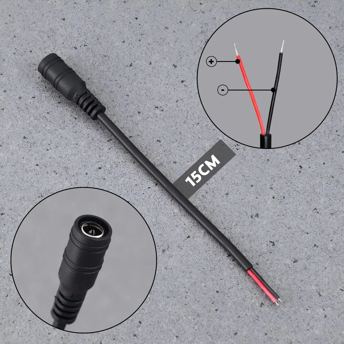 Modern pigtail cable connector with pure copper core and coloured internal wires, housed in durable plastic.